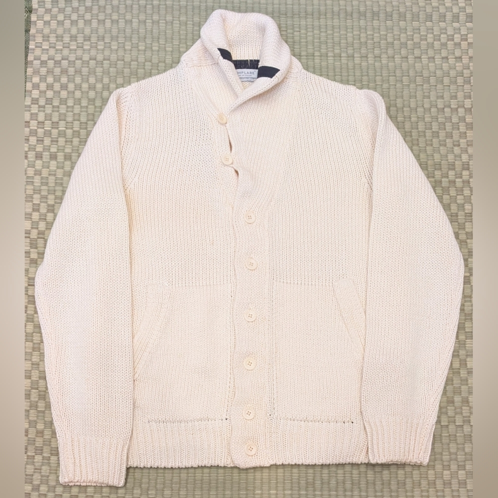 Esemplare Linen Cotton Knit Cardigan Cream Men's Size Medium Made in Italy